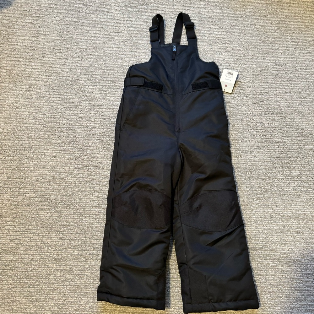 Swiss Tech Snow Pants Child‎  Unisex XS (4-5) Black Snow Bib NWT